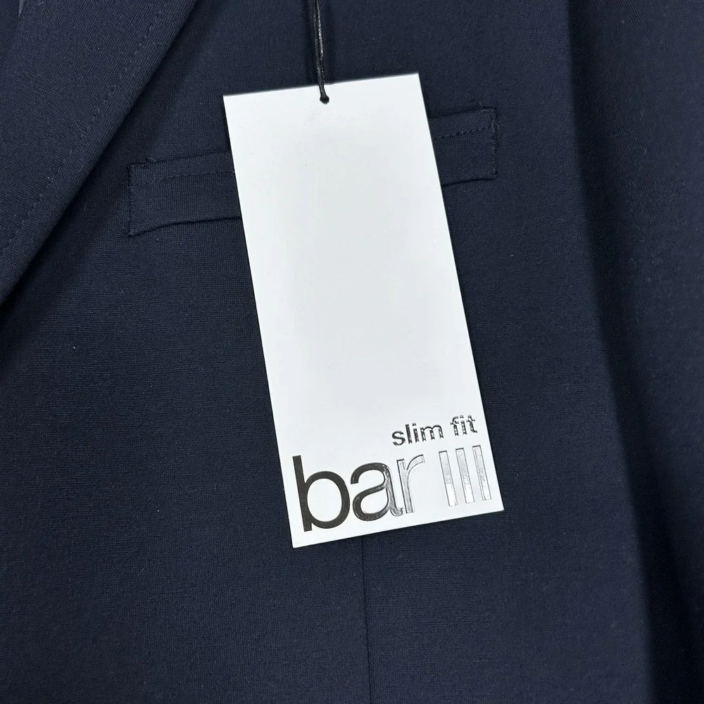 Bar III Sport Coat Mens 40L Navy Blue Slim Fit Knit Stretch Two-Button MSRP $295 - Picture 5 of 16